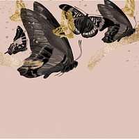 Pastel aesthetic butterfly background, vintage insect border, remixed from the artwork of E.A. Séguy.