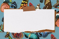 Ripped note paper background, E.A. Séguy's butterfly pattern, remixed by rawpixel.