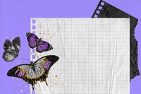 Aesthetic note paper background, E.A. S&eacute;guy's butterfly, remixed by rawpixel.
