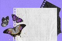 Aesthetic note paper background, E.A. Séguy's butterfly, remixed by rawpixel.