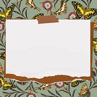 Ripped note paper background, E.A. Séguy's butterfly pattern, remixed by rawpixel.