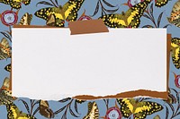 Ripped note paper background, E.A. Séguy's butterfly pattern, remixed by rawpixel.