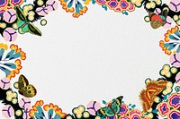 Butterfly flower frame background, white design, remixed from the artwork of E.A. S&eacute;guy.
