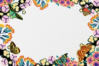 Butterfly flower frame background, white design, remixed from the artwork of E.A. Séguy.