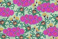 Pink flower patterned background, vintage art deco, remixed from the artwork of E.A. Séguy.