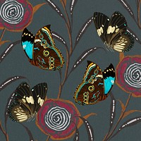 Vintage butterfly patterned background, E.A. Séguy's famous artwork, remixed by rawpixel.