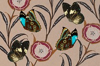 Vintage butterfly patterned background, E.A. Séguy's famous artwork, remixed by rawpixel.