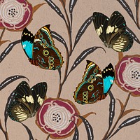 Vintage butterfly patterned background, E.A. S&eacute;guy's famous artwork, remixed by rawpixel.