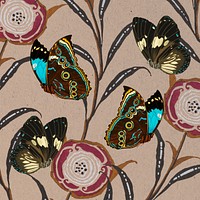 Vintage butterfly patterned background, E.A. Séguy's famous artwork, remixed by rawpixel.