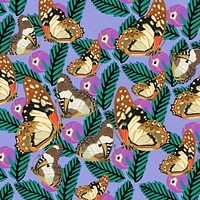 Exotic butterfly patterned background, E.A. Séguy's vintage illustration, remixed by rawpixel.