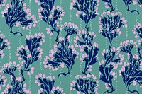 Green botanical patterned background, vintage illustration, remixed from the artwork of E.A. Séguy.