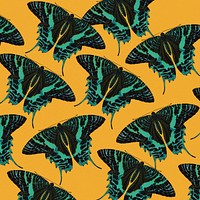 E.A. Séguy's butterfly patterned background, yellow design, remixed by rawpixel.