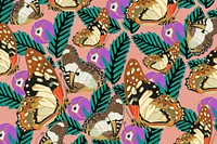 Exotic butterfly patterned background, E.A. Séguy's vintage illustration, remixed by rawpixel.