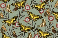 Vintage butterfly patterned background, E.A. Séguy's famous artwork, remixed by rawpixel.