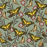 Vintage butterfly patterned background, E.A. Séguy's famous artwork, remixed by rawpixel.