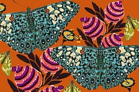 Exotic botanical butterfly background, vintage pattern, remixed from the artwork of E.A. Séguy.