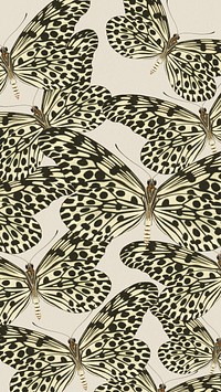 E.A. Séguy's butterfly patterned phone wallpaper, vintage background, remixed by rawpixel.