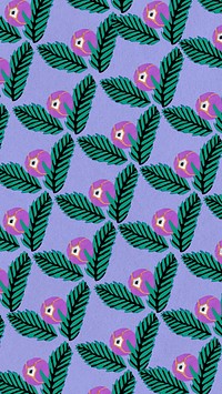 Purple flower patterned iPhone wallpaper, E.A. Séguy's vintage background, remixed by rawpixel.