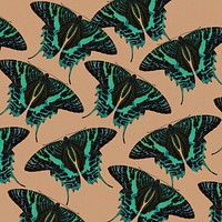 E.A. Séguy's butterfly patterned background, brown design, remixed by rawpixel.