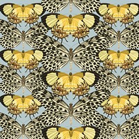 E.A. Séguy's butterfly patterned background, blue design, remixed by rawpixel.