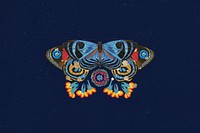 Vintage butterfly background, dark blue design, remixed from the artwork of E.A. Séguy.