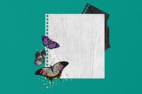 Aesthetic note paper background, E.A. Séguy's butterfly illustration, remixed by rawpixel.