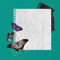 Aesthetic butterfly note paper frame. Remixed by rawpixel.