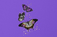 Purple aesthetic butterfly background, vintage insect illustration, remixed from the artwork of E.A. Séguy.