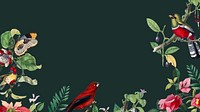 Tropical bird border desktop wallpaper, black design