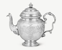 Silver teapot, vintage kitchenware image psd. Remixed by rawpixel.