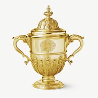 Gold two-handled cup, vintage decoration psd. Remixed by rawpixel.