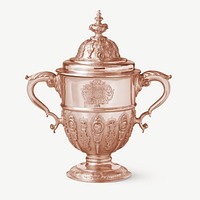 Rose gold two-handled cup, vintage decoration psd. Remixed by rawpixel.