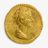 Gold Aureus coin, ancient Roman money psd. Remixed by rawpixel.