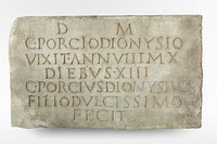 Marble plaque with funerary inscription (1st&ndash;2nd century CE). Original public domain image from The MET Museum. Digitally enhanced by rawpixel.