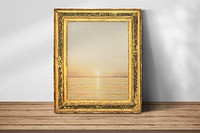 Gold picture frame, vintage design with Greetings from Florida painting. Remixed by rawpixel.