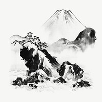 Mount Fuji, vintage Japanese illustration psd by Kawanabe Kyosai. Remixed by rawpixel.