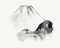 Mount Fuji, vintage Japanese illustration psd by Kawanabe Kyosai. Remixed by rawpixel.