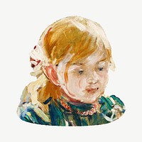 Little girl, vintage illustration psd by Berthe Morisot. Remixed by rawpixel.