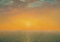 Vintage sunset sea background, painting by John Frederick Kensett. Remixed by rawpixel.