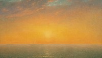 Vintage sunset sea background, painting by John Frederick Kensett. Remixed by rawpixel.