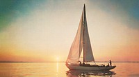 Sailboat sunset desktop wallpaper. Remixed by rawpixel.