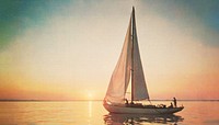 Sailboat sunset background. Remixed by rawpixel.