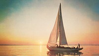 Sailboat sunset background. Remixed by rawpixel.