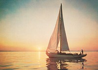 Sailboat sunset background. Remixed by rawpixel.