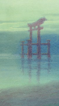 Vintage Japanese lantern iPhone wallpaper, vintage illustration by Yoshihiko Ito. Remixed by rawpixel.