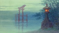 Vintage Japanese lantern desktop wallpaper, vintage illustration by Yoshihiko Ito. Remixed by rawpixel.
