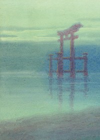 Vintage Japanese lake background, vintage illustration by Yoshihiko Ito. Remixed by rawpixel.