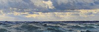 Henry Moore's Newheaven background, vintage blue sky & sea painting. Remixed by rawpixel.