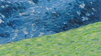 Blue oil painting desktop wallpaper, green border by Alexej von Jawlensky. Remixed by rawpixel.