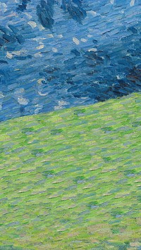 Blue oil painting iPhone wallpaper, green border by Alexej von Jawlensky. Remixed by rawpixel.